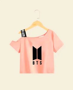 BTS Logo Peach Pink Crop Top – K-Pop Fan Tee
