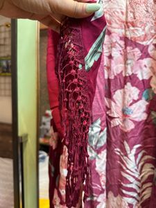 Kimono “red paradise”, bordeaux mit floralem