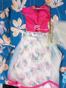 Lehenga Top With Netted Dupatta