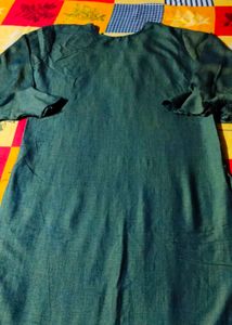 Bottle Green Straight Kurti With Ruffle Sleeve 💚
