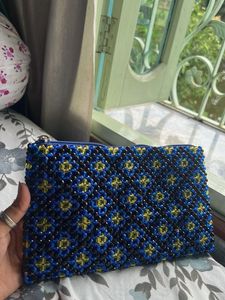 Beaded Blue Black Clutch Pouches Handbags