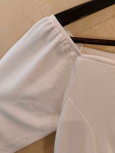 White Square Neck Dress