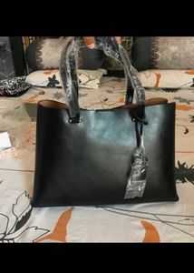 Mango Solid Minimalist Black Tote Bag