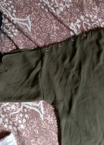Olive Green V-Neck Top