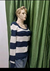 Striped Knit Pullover Sweater