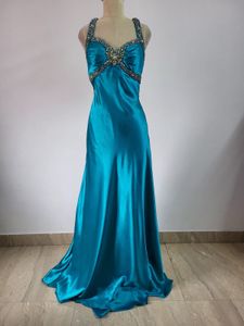 Teal Embellished Formal Gown