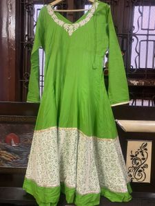 Anarkali Parrot Colour Long Kurti With Broad Ghera