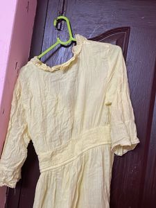 Yellow Ruffle V-Neck Dress