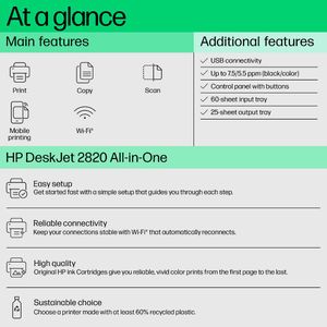 HP DeskJet 2820 Wireless Color All-in-One Printer