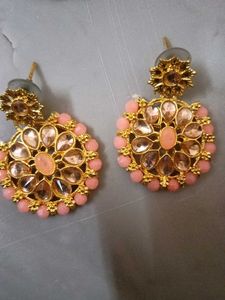 Peach Beaded Indian Jewelry Set