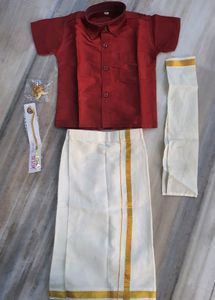 Maroon red Color boys Kurta Dhoti