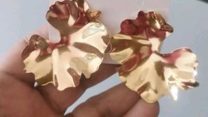 Gold Flower Statement Earrings
