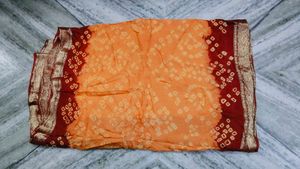 Elegant Orange Bandhani Saree