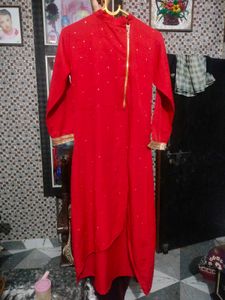 Red Asymmetrical Kurti