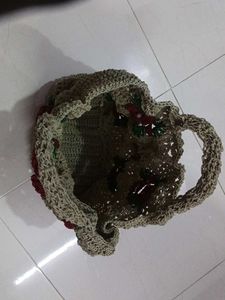 Crochet Floral Tote Bag,