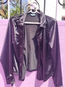 Satin Button-Down Shirt