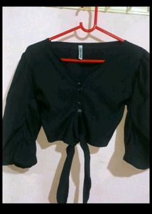 Chic Black Tie Front Top