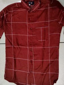 Maroon Checked Casual Shirt