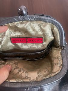 Ivanka Trump Metallic Grey Silver Chain Bag