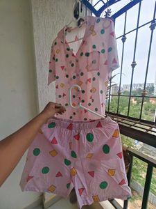 Baby Pink Coord Night Set