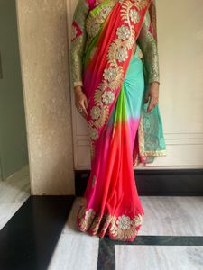 Multi Coloursaree With Long Sleeves Blouse