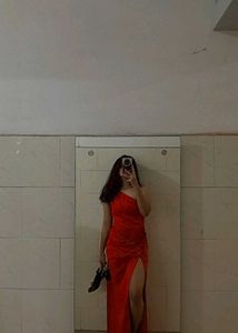 Elegant Red Slit Gown