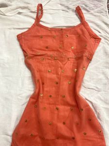 Sleeveless Straight Kurti For Festive Wear