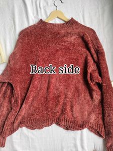 Chenille Velvet Mock Neck Sweater