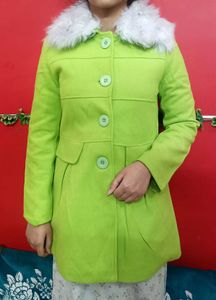 Neon Trench Fur Wolf Coat Frock Type For Women