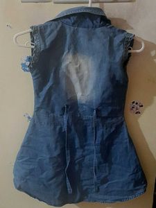 Denim Sleeveless Shirt Dress