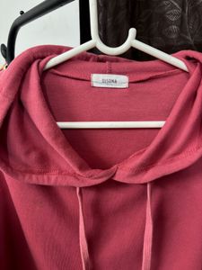 pink cropped length hoodie