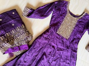 purple long anarkali dress
