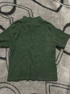 Cute Green Ribbed Crop Top