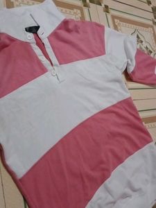 Striped Pink &amp; White Tee