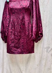 4538. Burgundy Off-Shoulder Dress