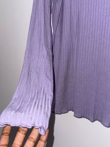 Lavender Ribbed Scoop Neck Long Sleeve Top