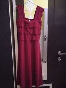 Burgundy Tiered Midi Dress