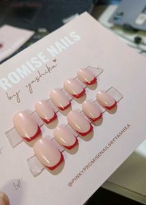 Press-On Nails - Red French Tips