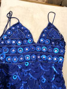 Blue Heavy Sequin Baby Doll