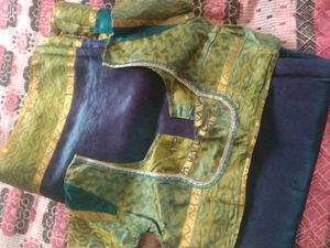 pure blue silk saree with Blouse