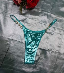 Teal Metallic Thong