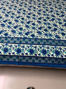 blue Floral Print double bed Bedsheet