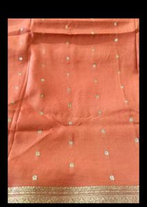 Orange Saree with Gold Border Blouse