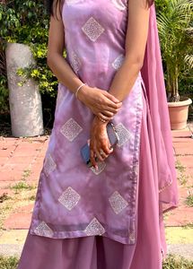 Lavender Embroidered Kurta Set