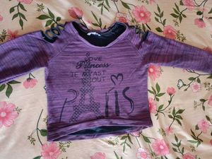 Purple Graphic Cutout Top