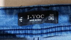 Blue Denim Flare Jeans, 36 Size