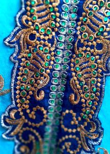 Embroidered Applique with Green Stones