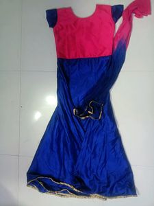 Girl&#39;s Pink &amp; Blue Embroidered Dress