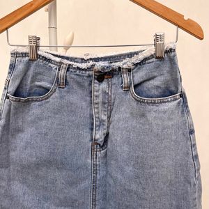 Denim Slit Skirt
