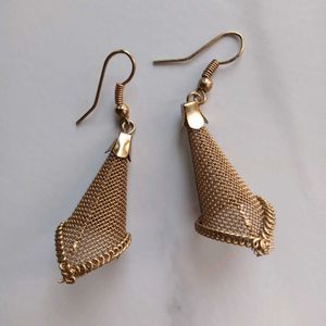 Gold Mesh Flower Earrings